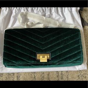 Brand New - Reiss Emerald Velvet Clutch Bag